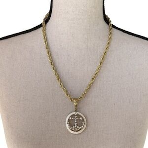 Heidi Daus Gold Swarovski crystal Anchor Necklace
